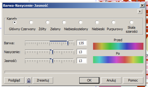 Corel Barwa-Nasycenie-Jasność